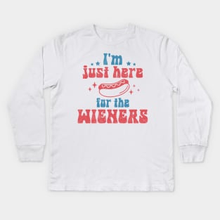 I'm Just Here For The Wieners Kids Long Sleeve T-Shirt